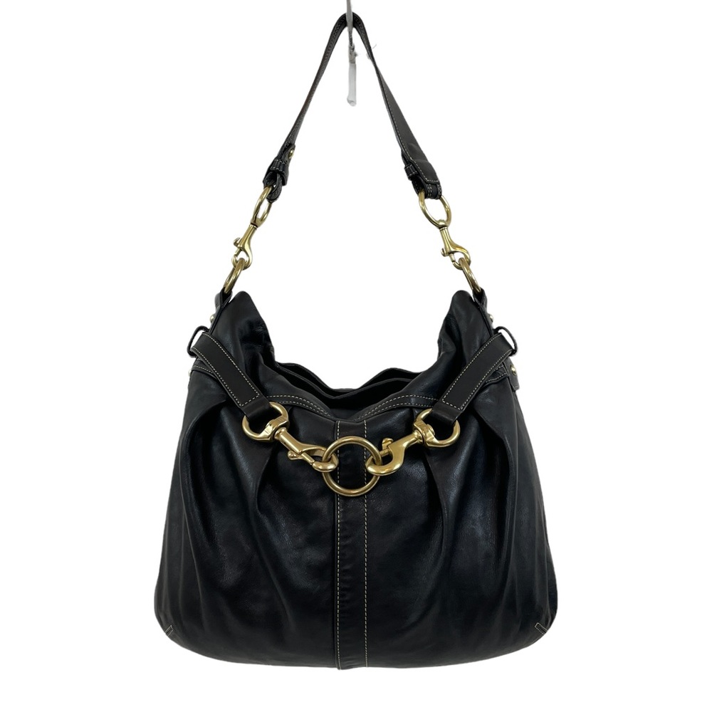 Coach Black Shoulder Bag with Gold Accents